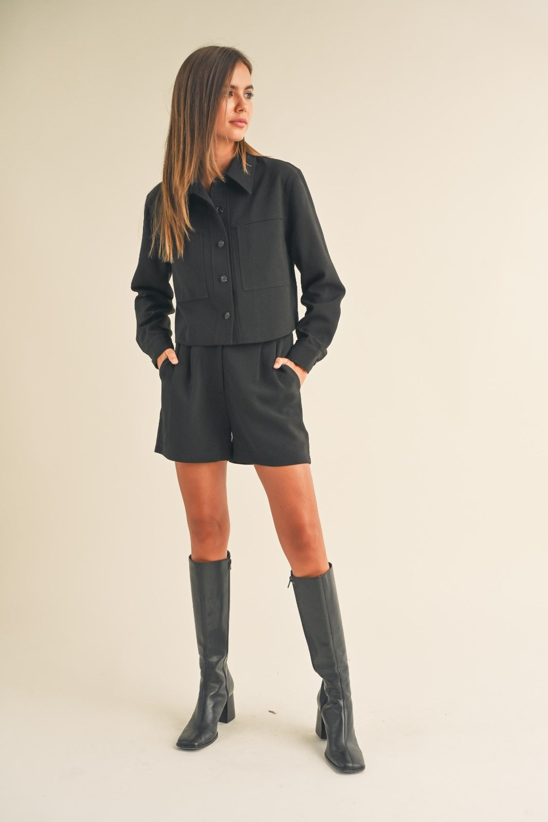 SET SOBRECAMISA SHORT NEGRO