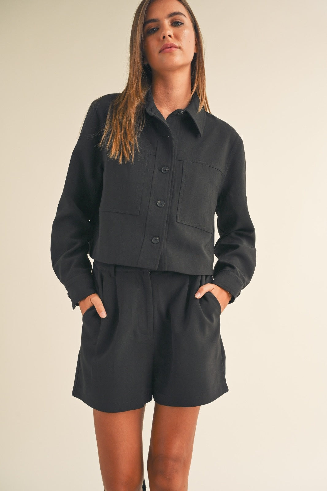 SET SOBRECAMISA SHORT NEGRO