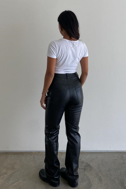 PANTALON CRISS CROSS PIEL VEGANA NEGRO