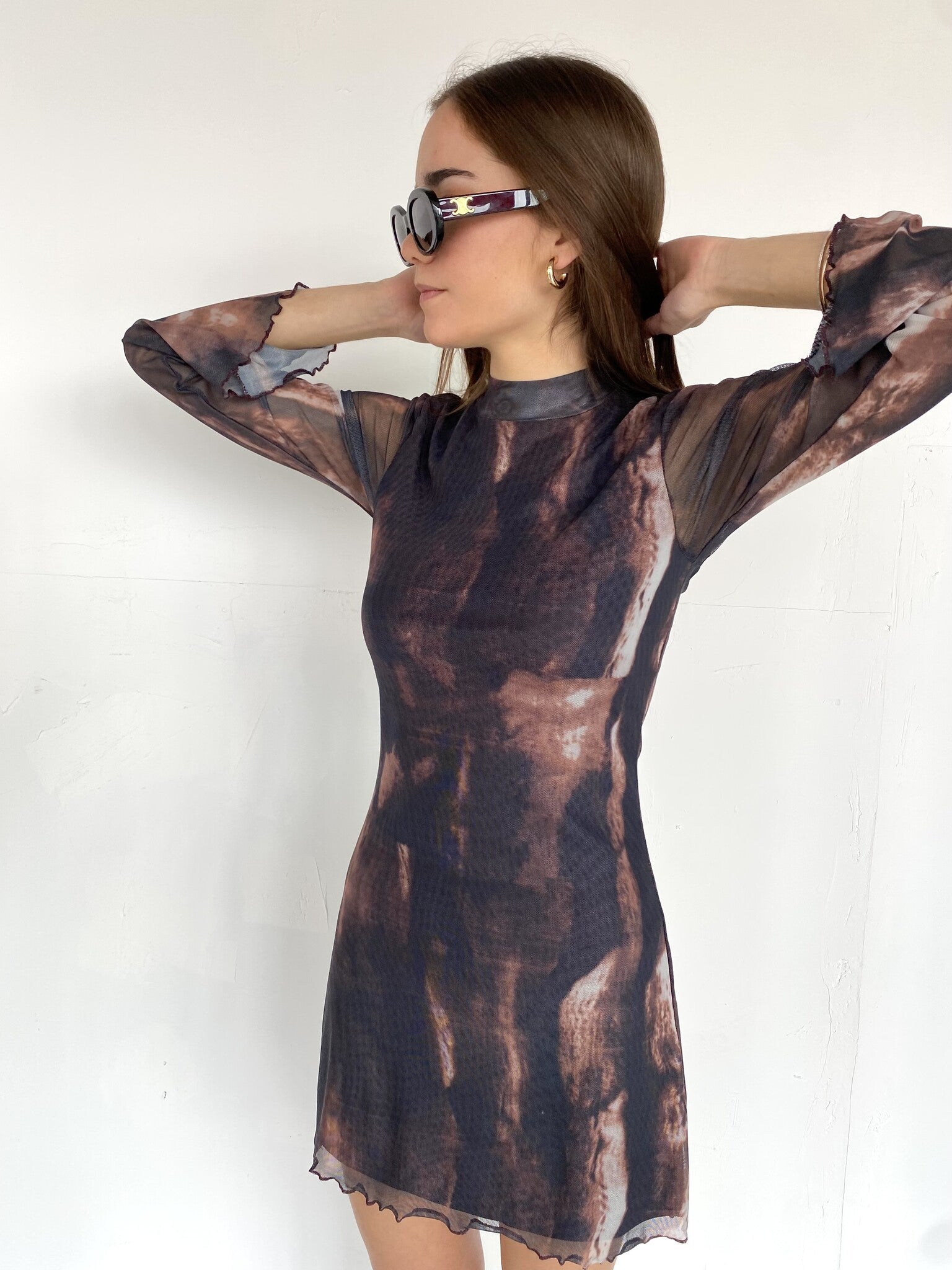 VESTIDO MESH MULTI BROWN