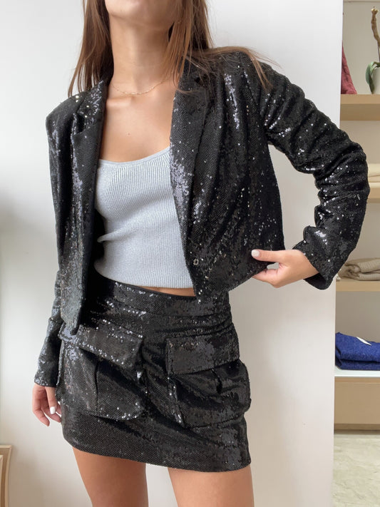 SET FALDA BLAZER LENTEJUELA NEGRO