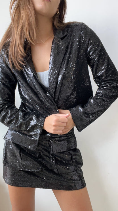 SET FALDA BLAZER LENTEJUELA NEGRO