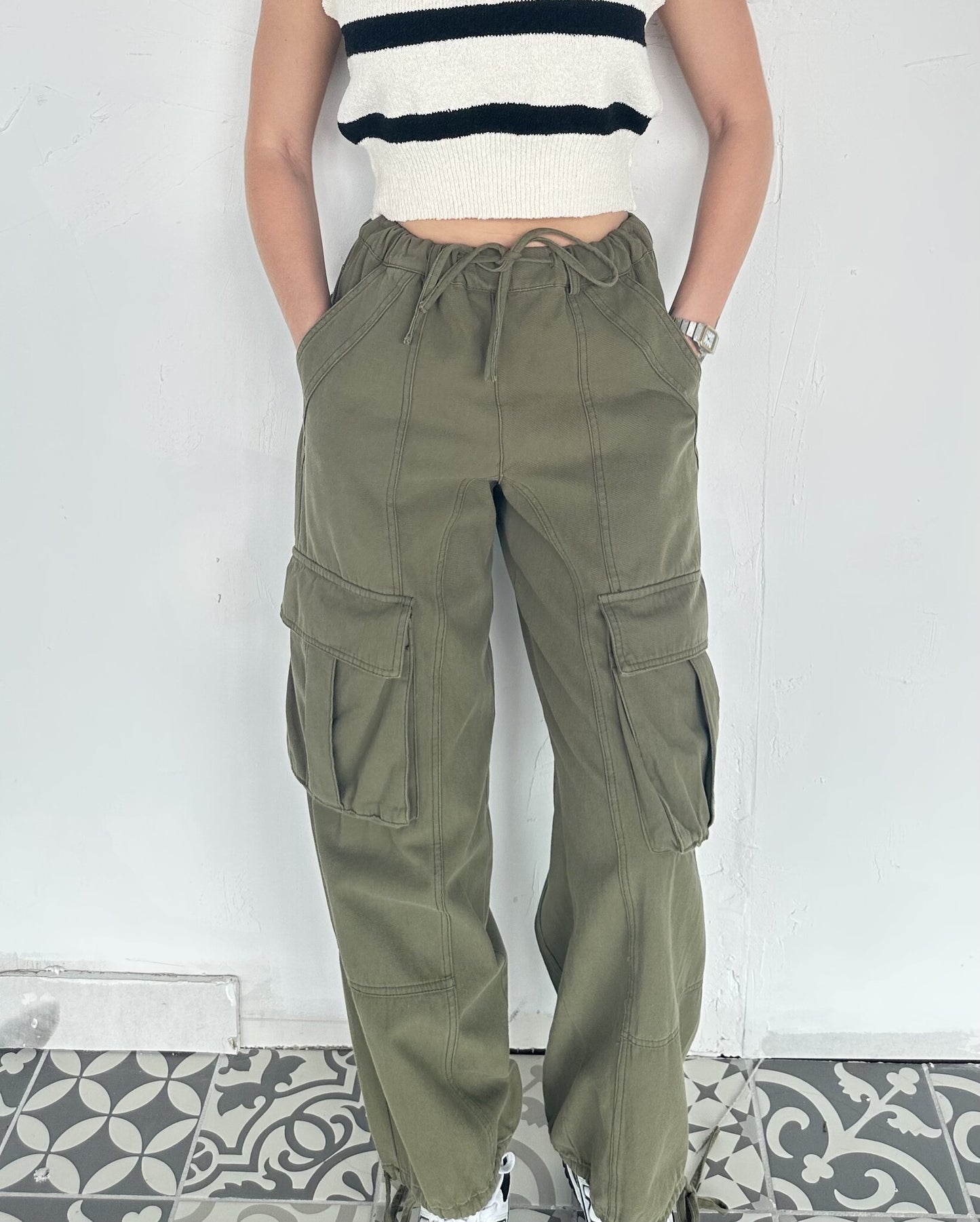 PANTALON CARGO OLIVO