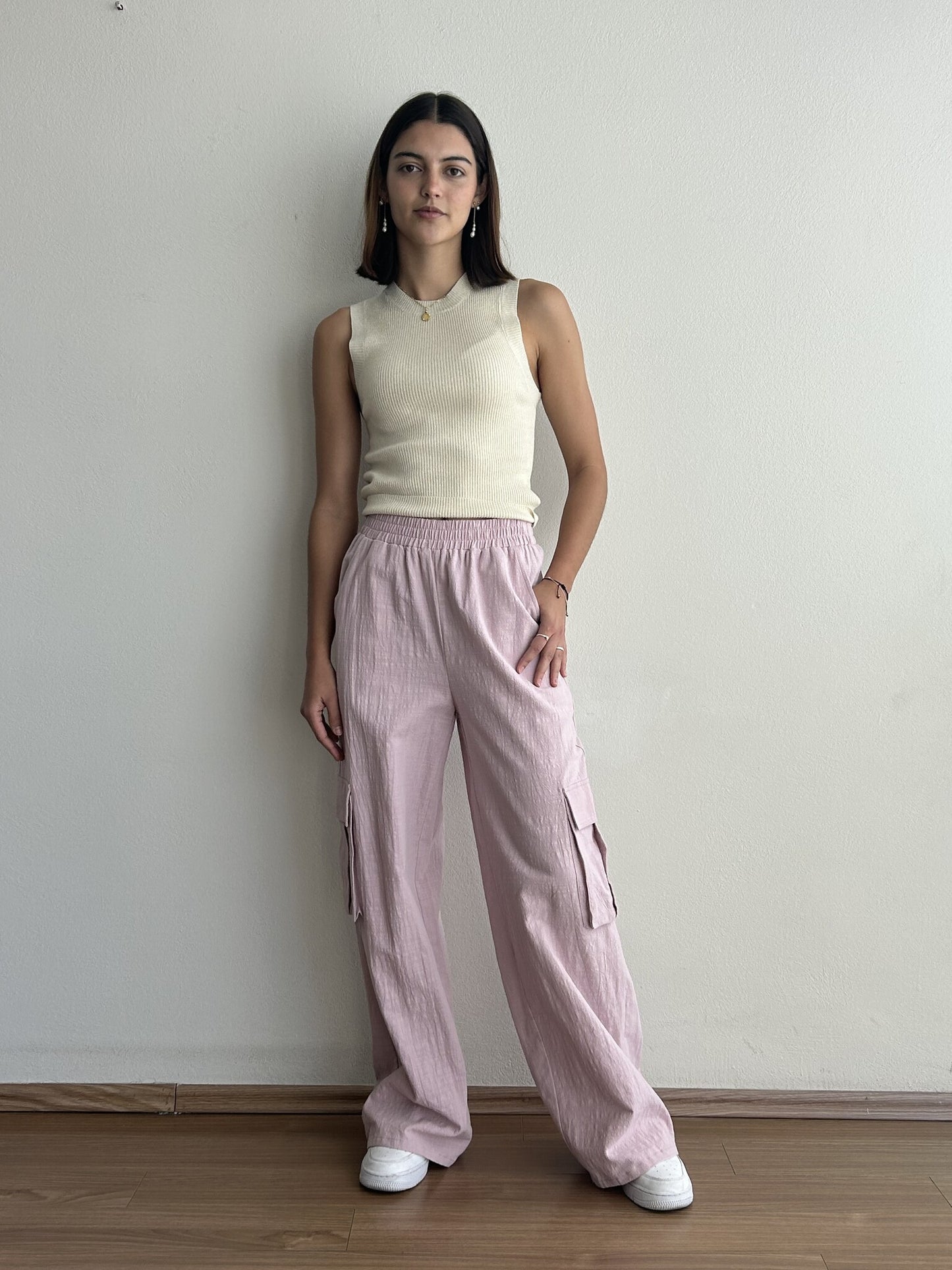 PANTALON ALGODON ROSA CARGO