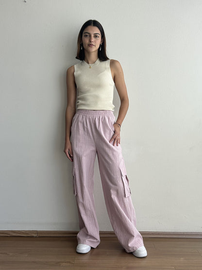 PANTALON ALGODON ROSA CARGO