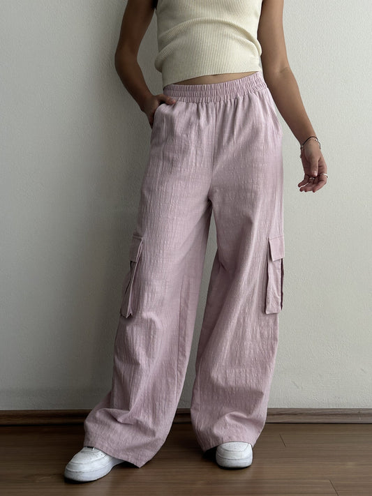 PANTALON ALGODON ROSA CARGO