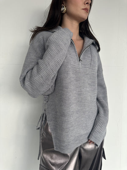 SUETER HEATHER GRAY DETALLE CIERRE