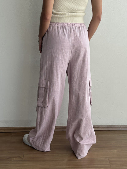 PANTALON ALGODON ROSA CARGO