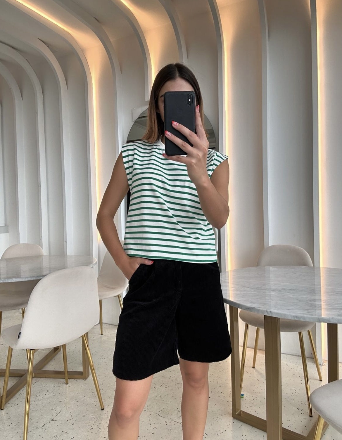 T SHIRT STRIPE GREEN APPLE