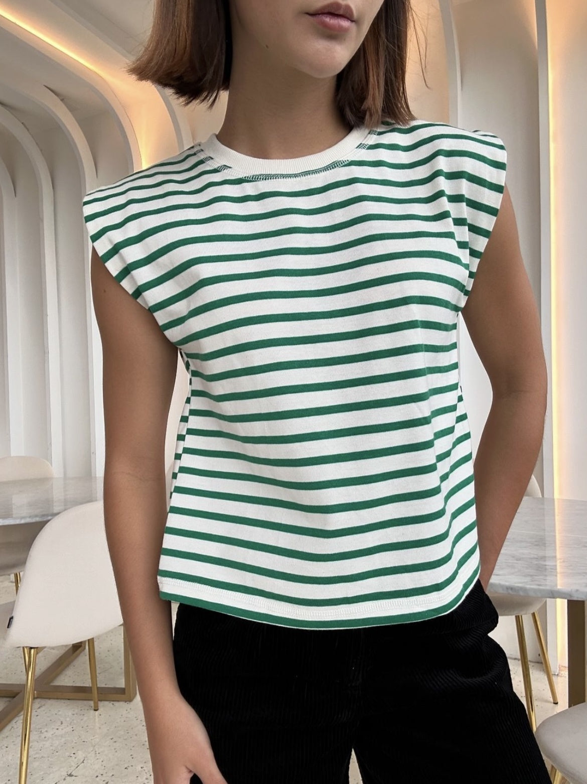 T SHIRT STRIPE GREEN APPLE