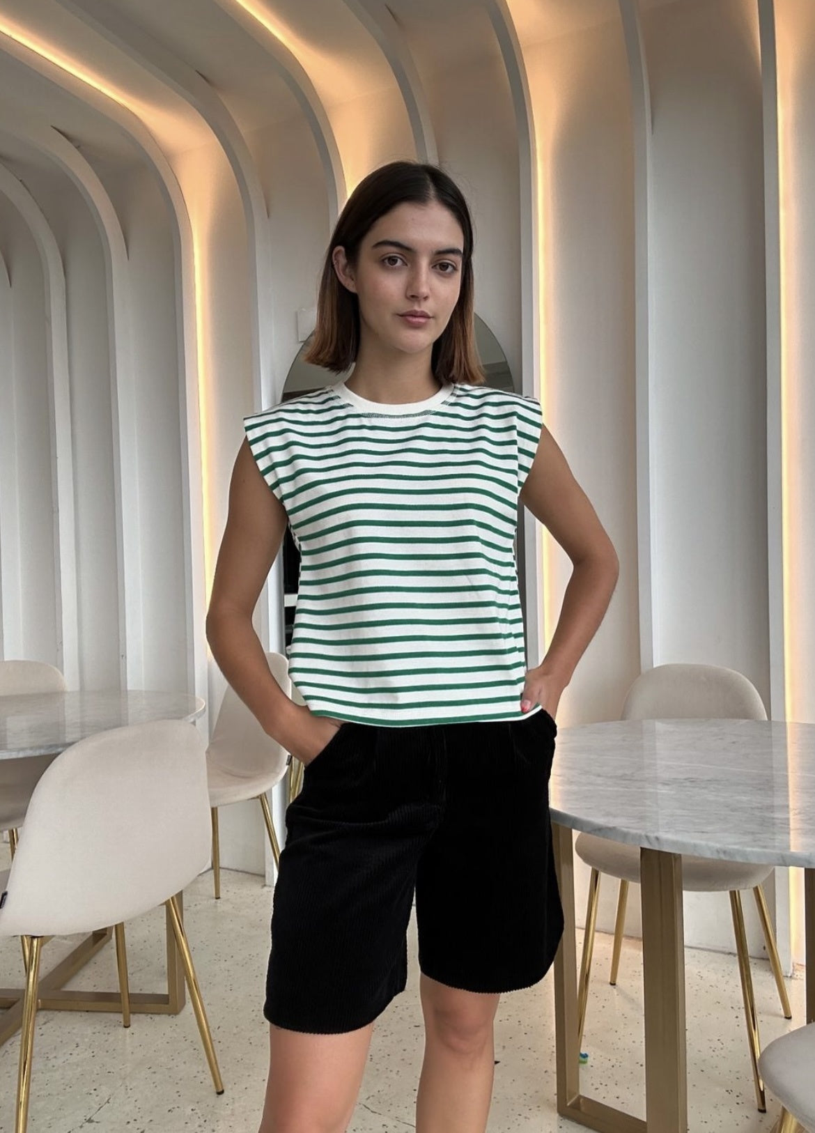 T SHIRT STRIPE GREEN APPLE