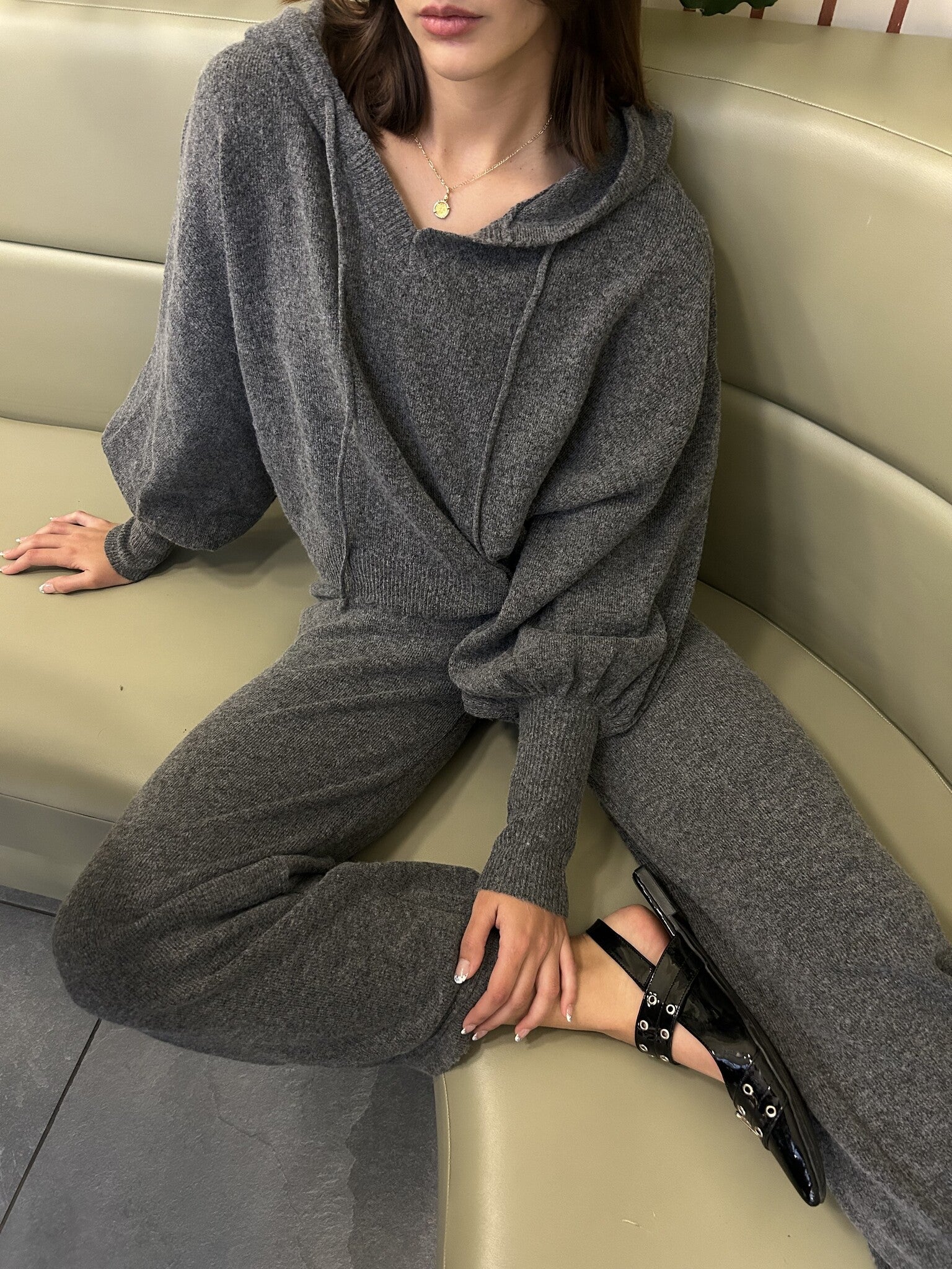 SET SUETER HOODIE GRIS