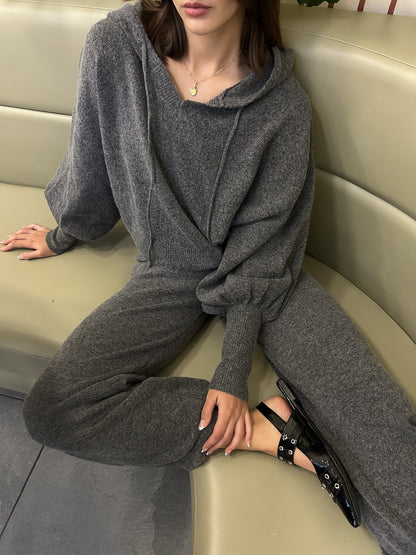 SET SUETER HOODIE GRIS