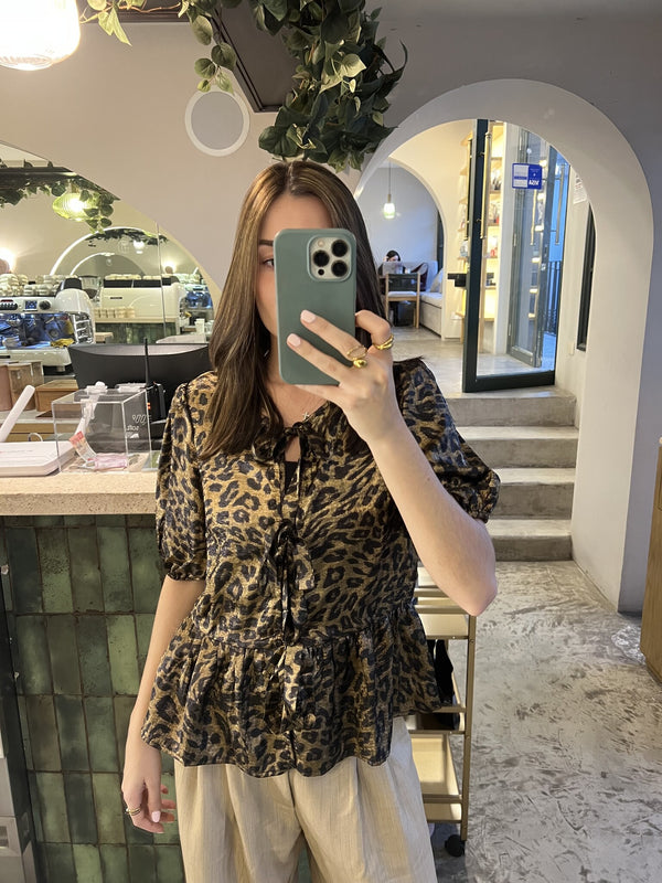 BLACK BOW LEOPARD SHIRT