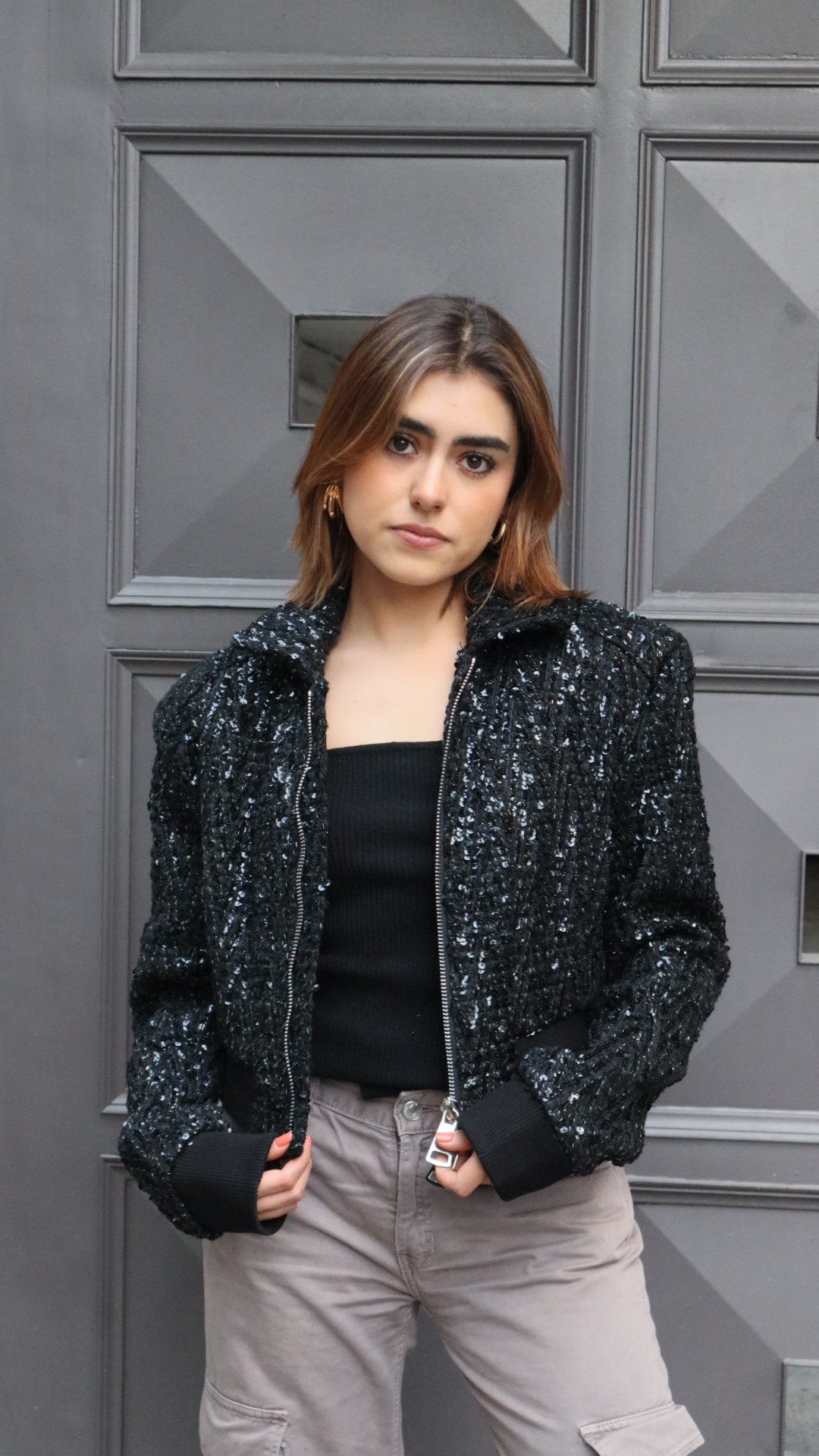 CHAMARRA SEQUIN HOMBRERA