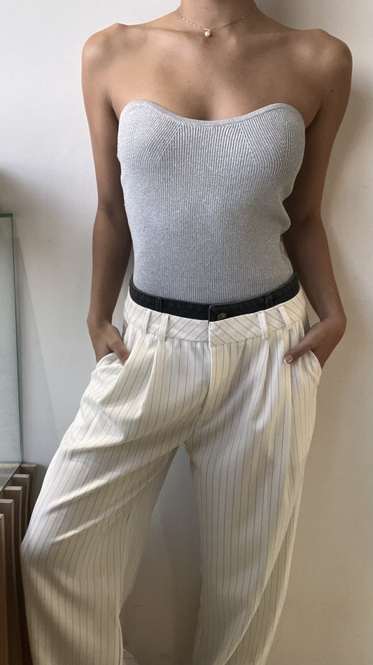 PANTALON BLANCO CON PRETINA