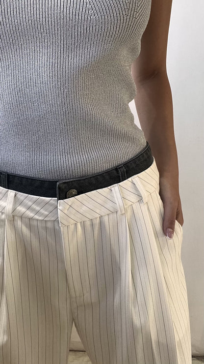 PANTALON BLANCO CON PRETINA