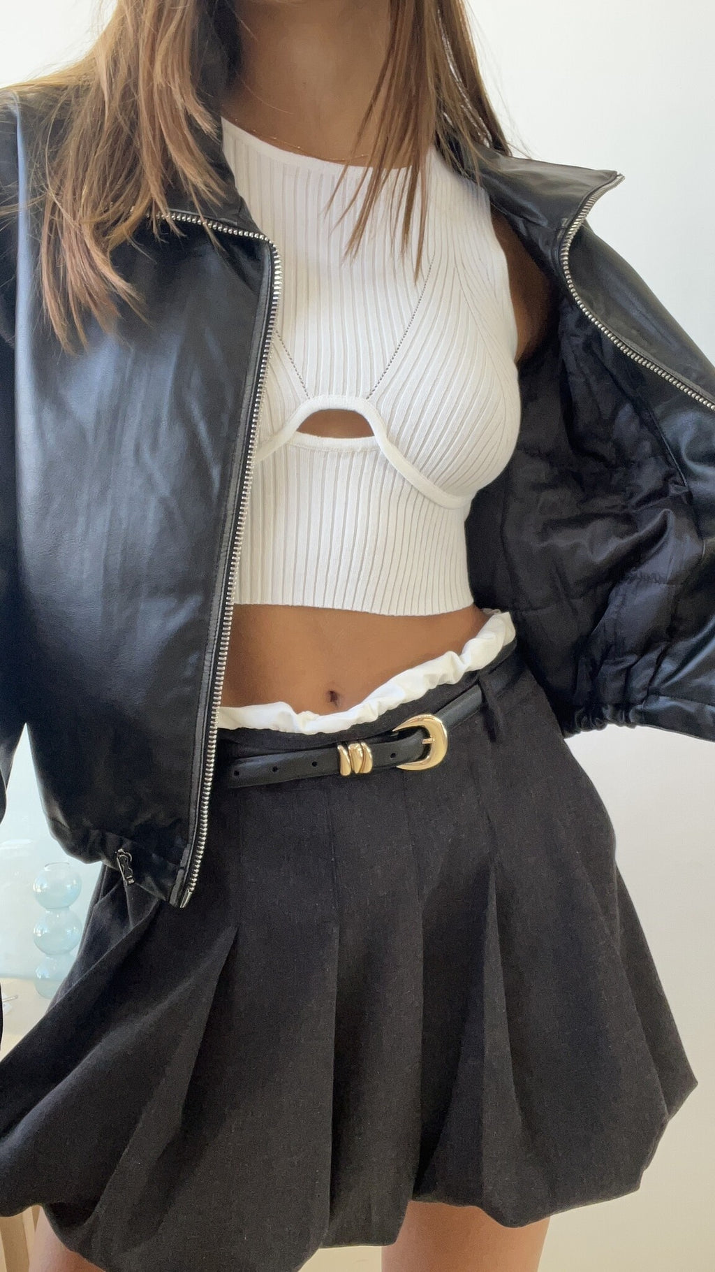 GRAY BALLON SKIRT