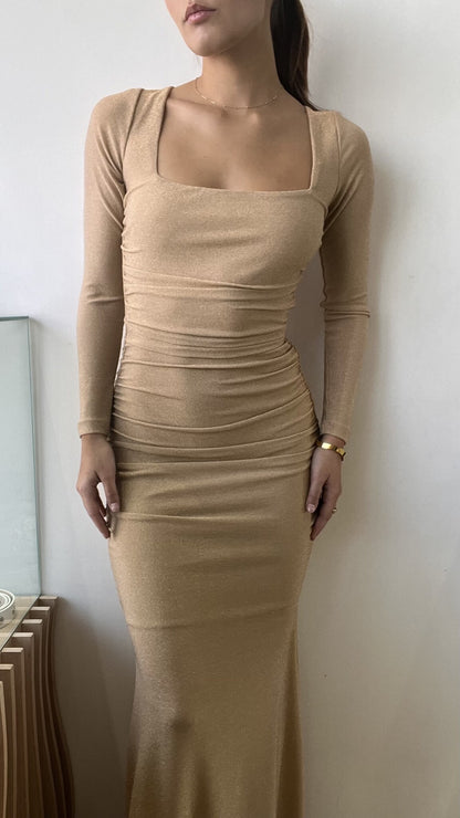 GOLD LONGSLEEVE OPEN DRESS