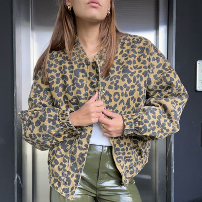 CHAMARRA DENIM LEOPARDO