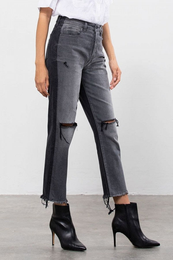 JEANS BI COLOR NEGRO