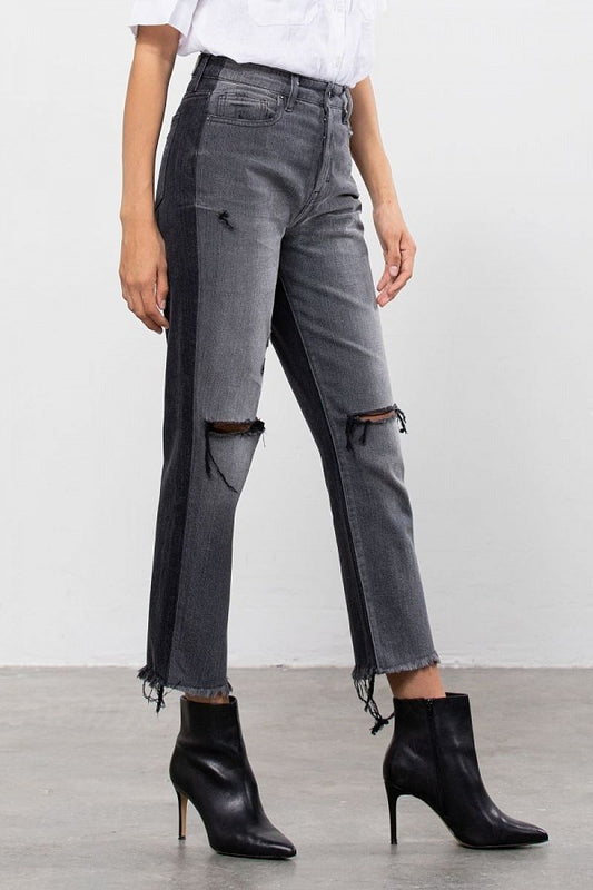 JEANS BI COLOR NEGRO