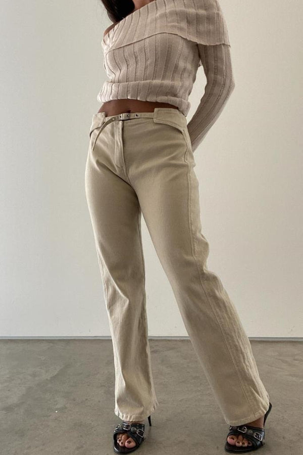 JEANS IVORY CON DETALLE CINTURON AJUSTABLE