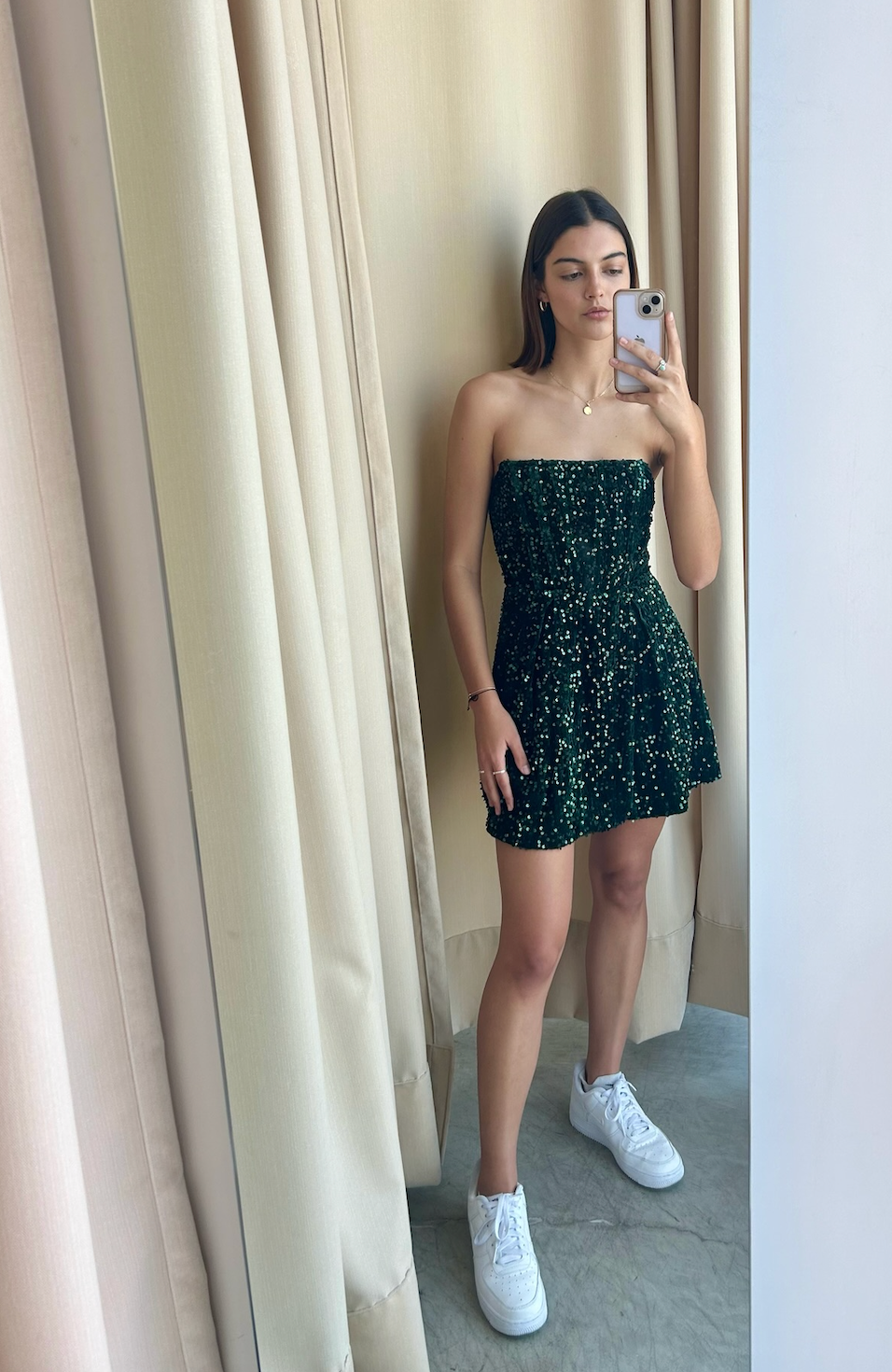 VESTIDO CORTO LENTEJUELAS HUNTER GREEN