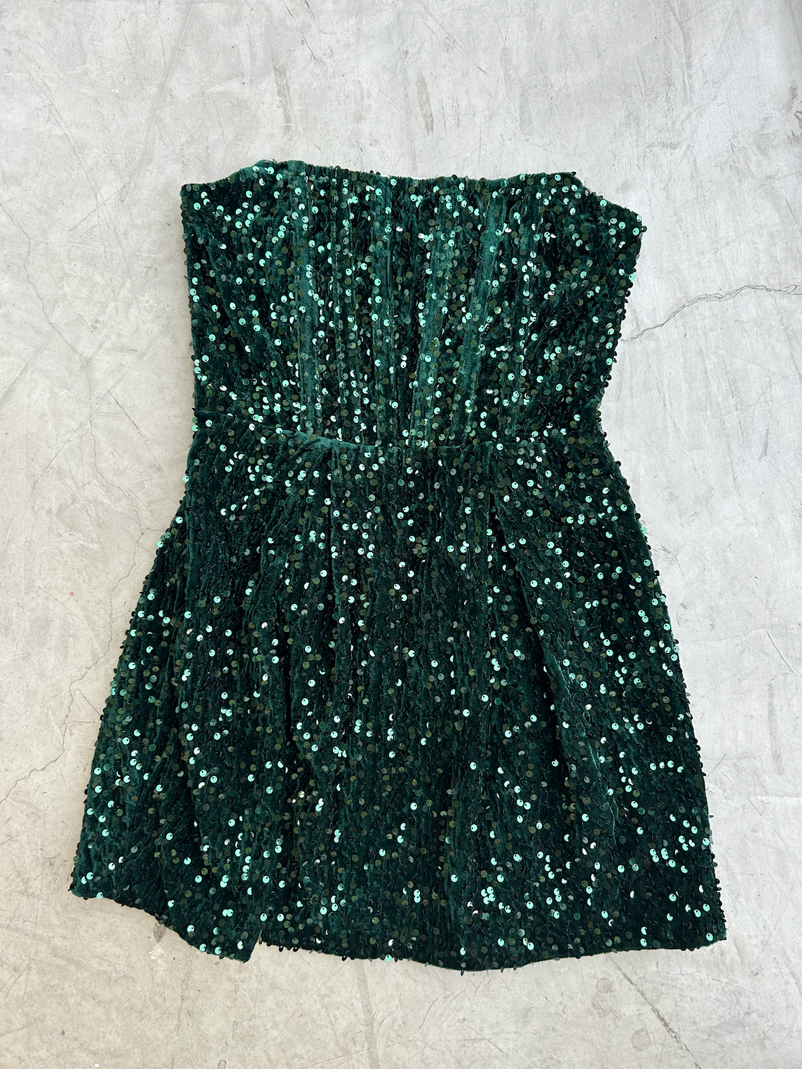 VESTIDO CORTO LENTEJUELAS HUNTER GREEN
