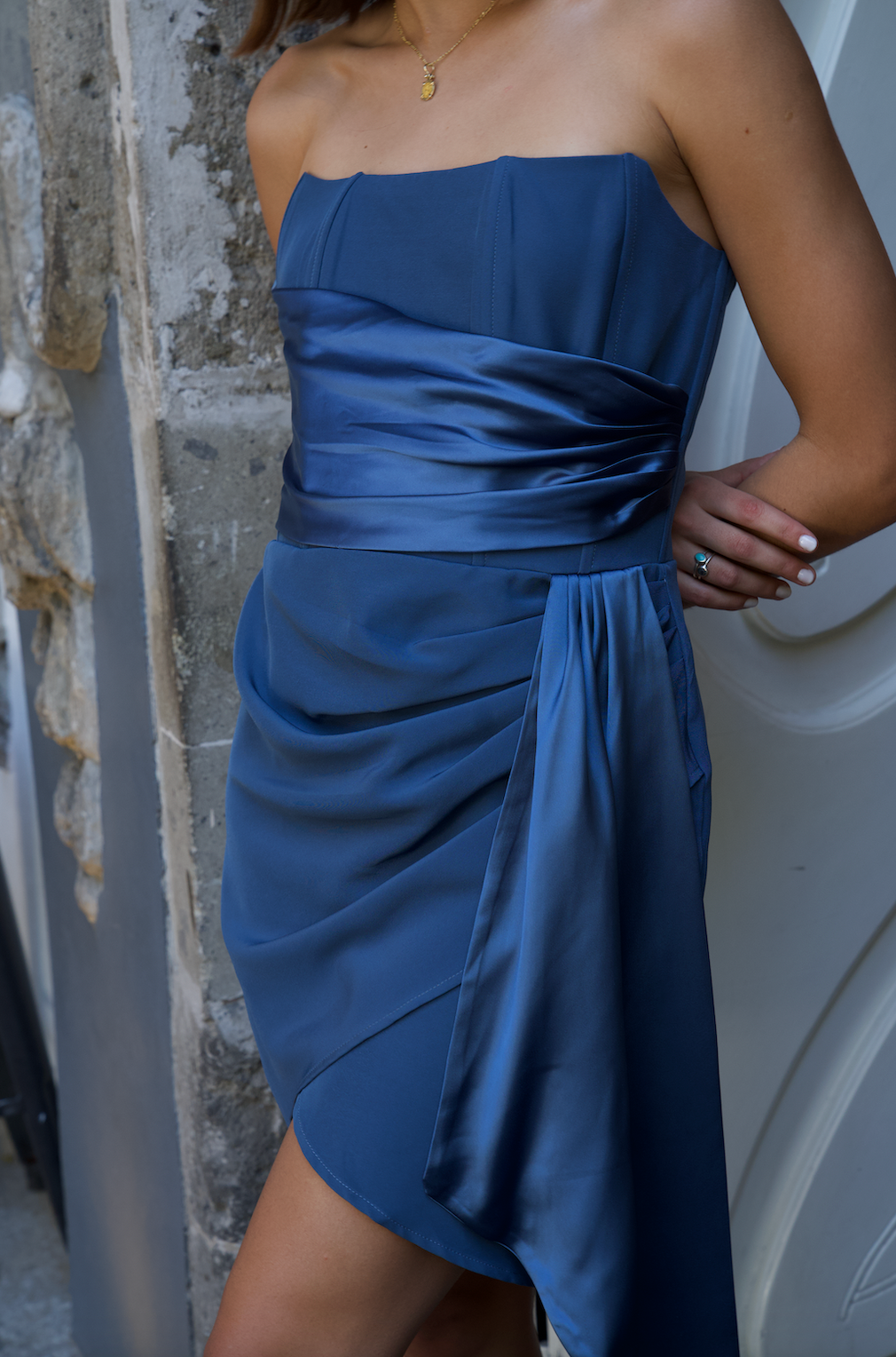 VESTIDO TIRA STRAPLESS AZUL