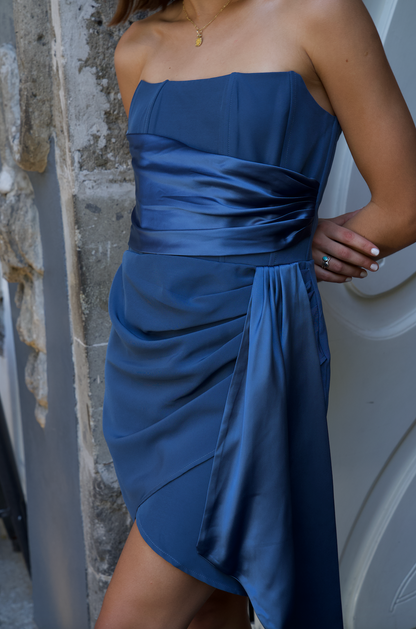 VESTIDO TIRA STRAPLESS AZUL