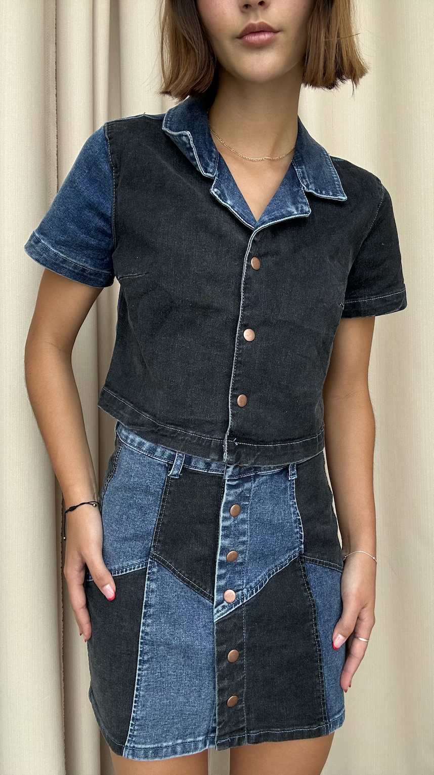 SET DENIM FALDA NEGRO