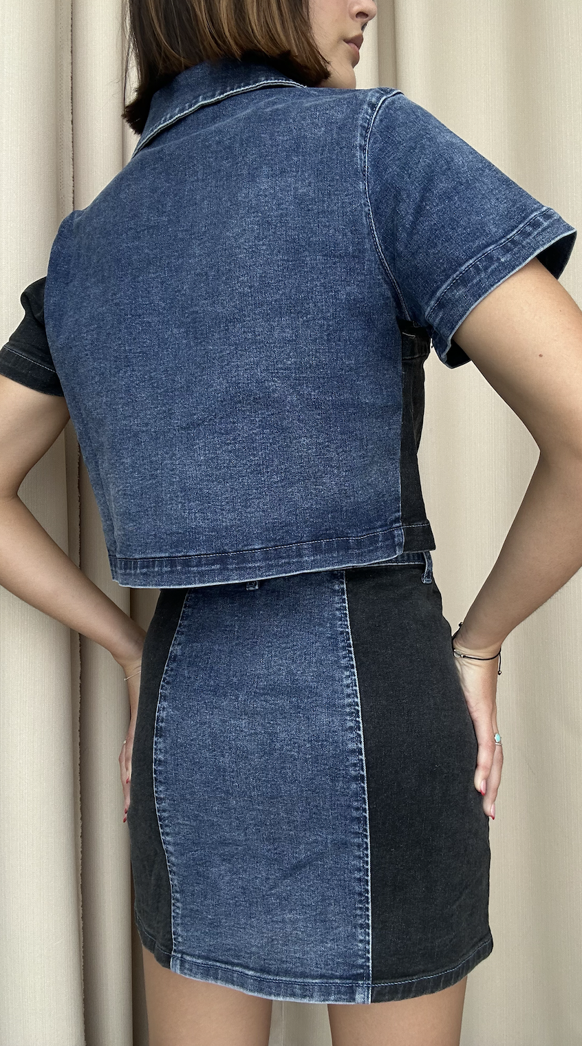 SET DENIM FALDA NEGRO