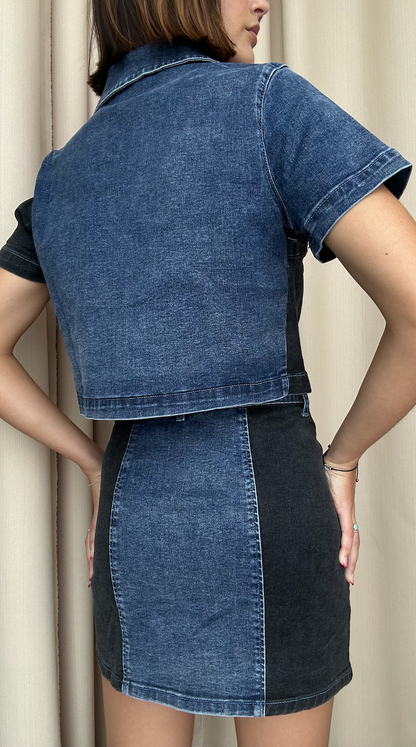 SET DENIM FALDA NEGRO