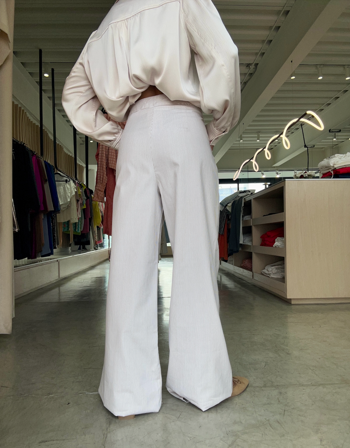 PANTALON LINO RAYAS BEIGE