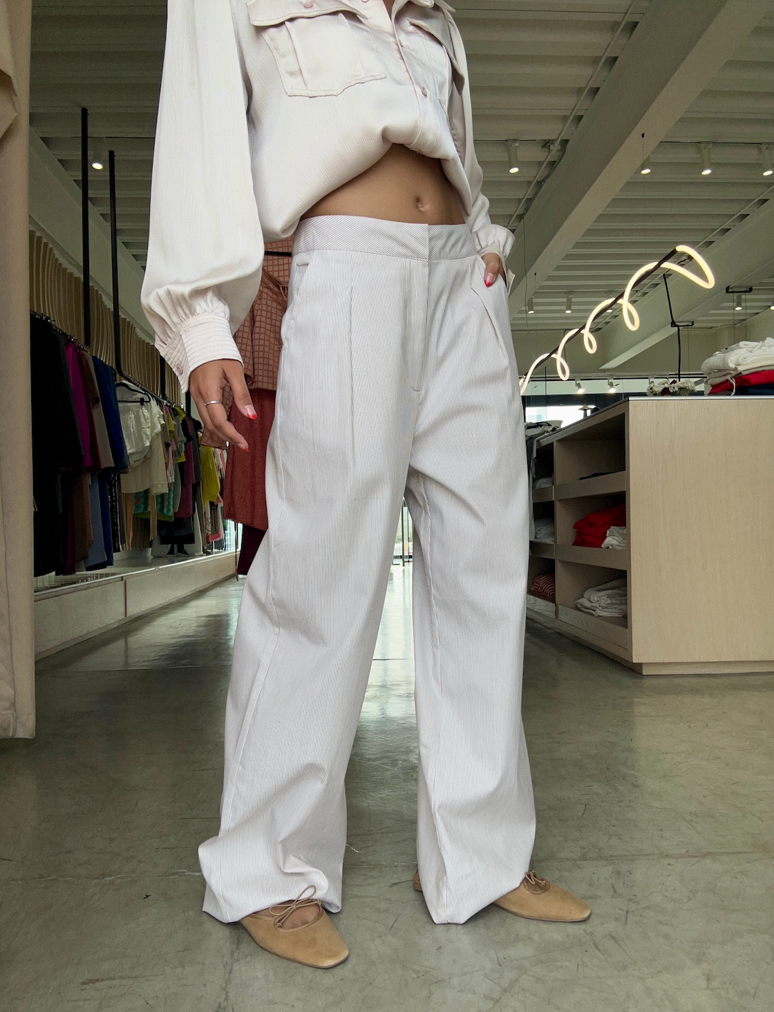 PANTALON LINO RAYAS BEIGE