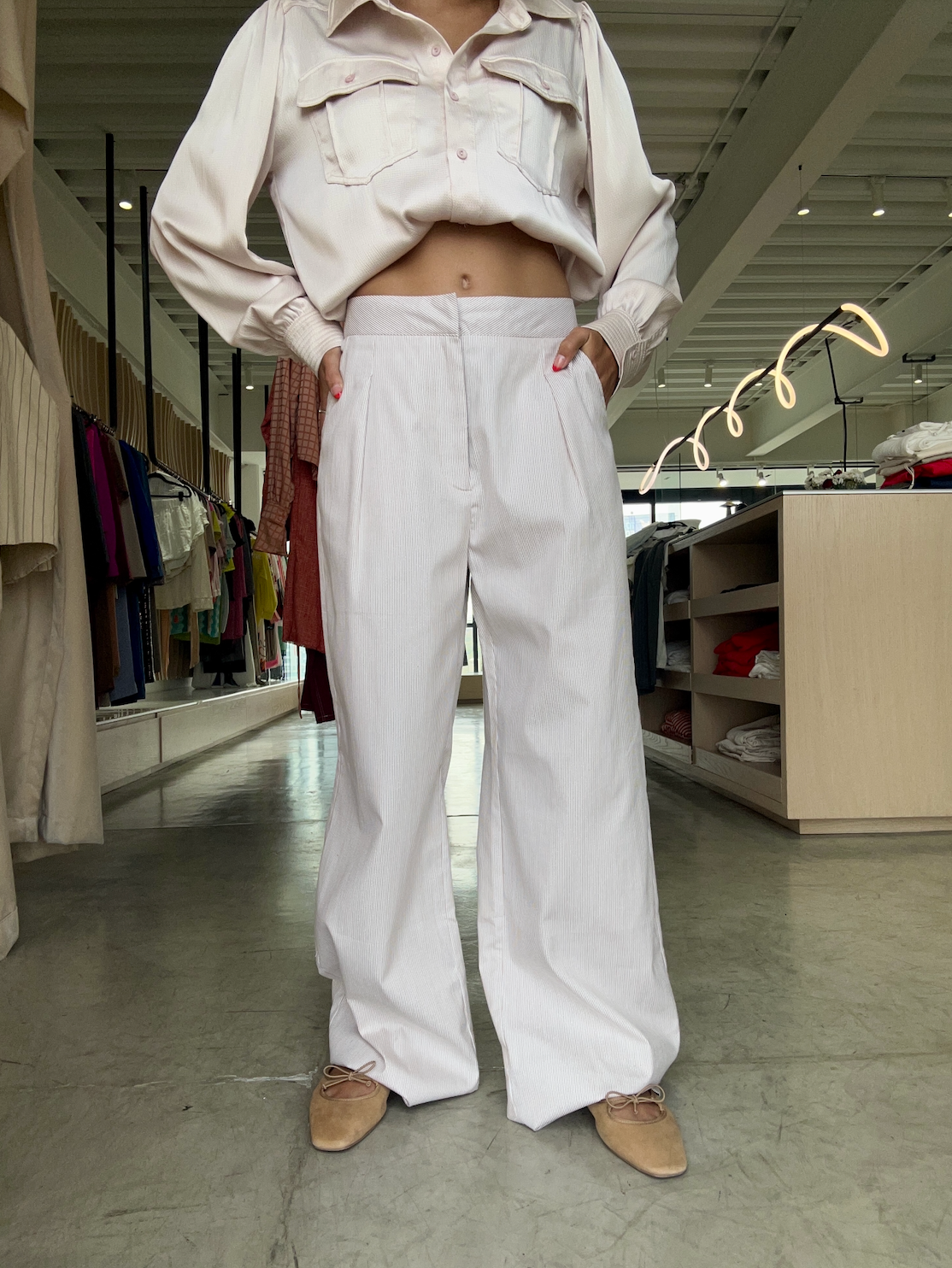 PANTALON LINO RAYAS BEIGE