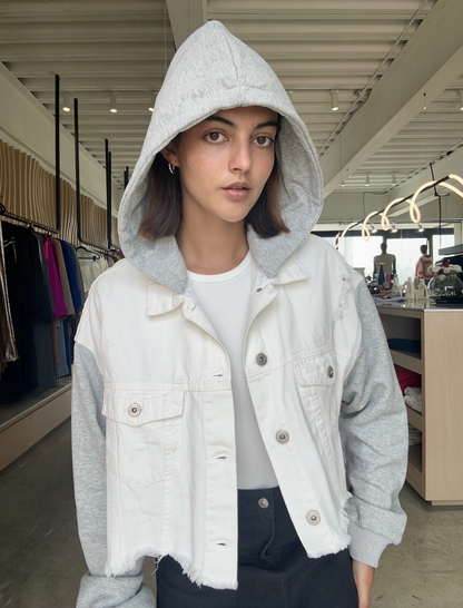 CHAMARRA HOODIE DENIM BLANCO
