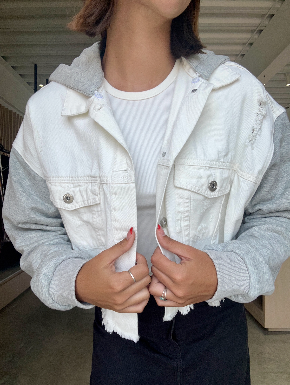 CHAMARRA HOODIE DENIM BLANCO