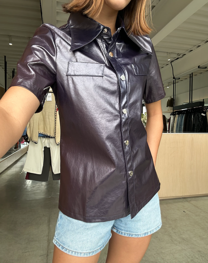 CHALECO PIEL VEGANA NAVY