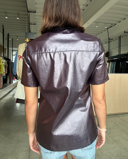 CHALECO PIEL VEGANA NAVY