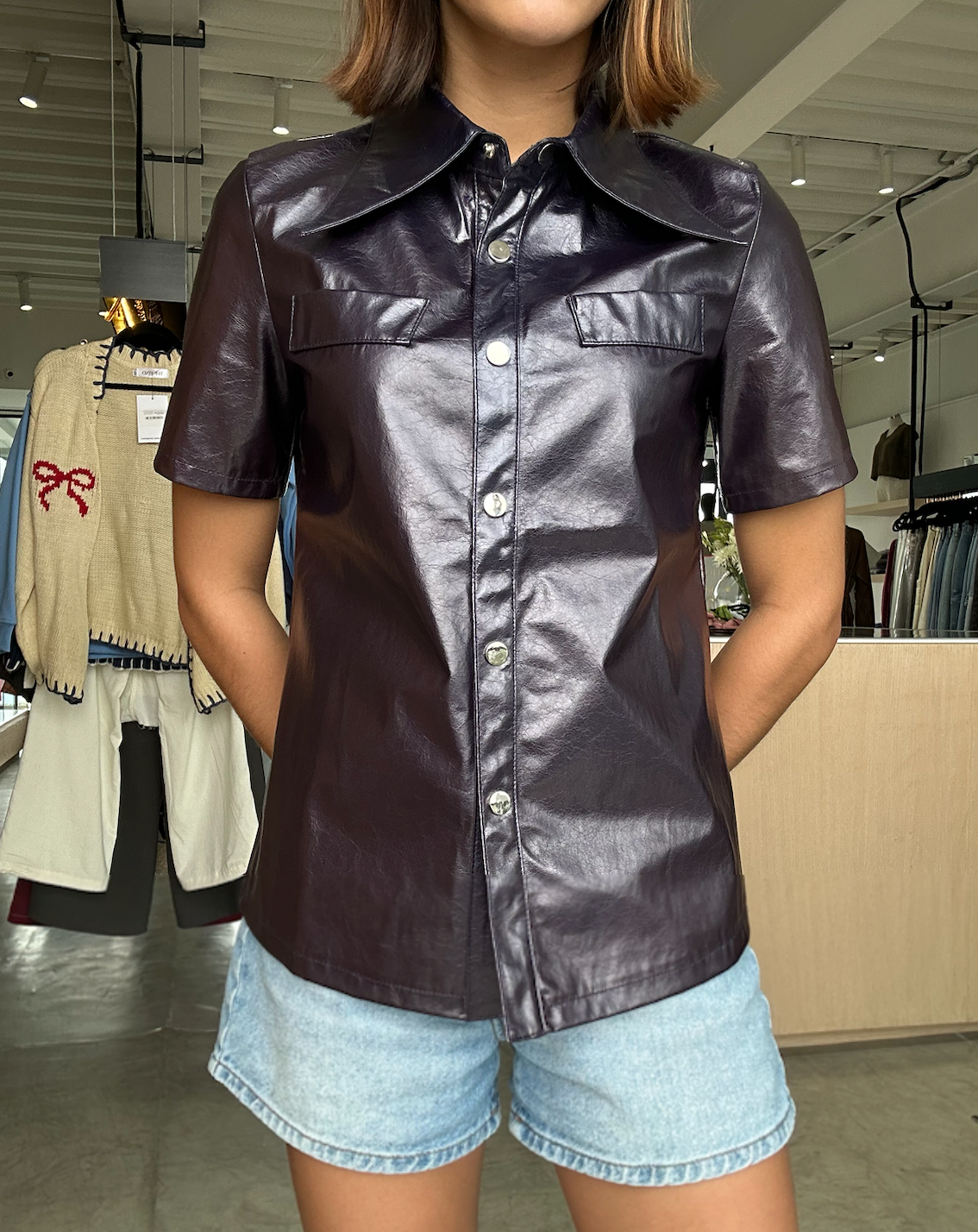 CHALECO PIEL VEGANA NAVY