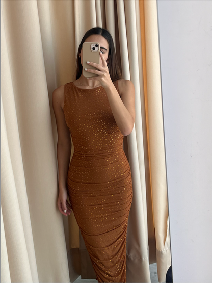 VESTIDO CARAMEL SHINY
