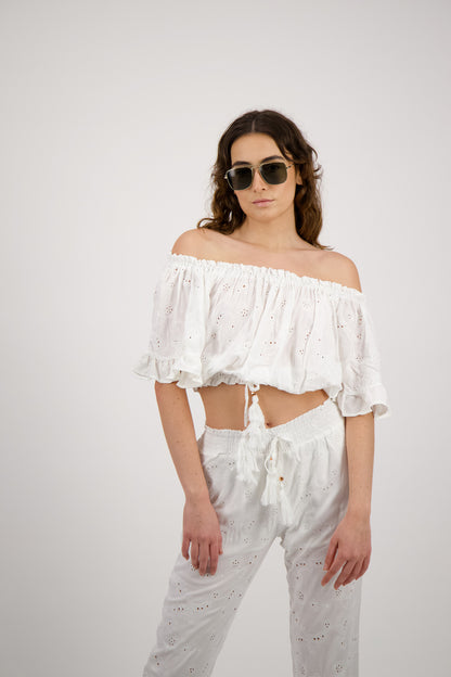 SET PANTALON TOP BLANCO OFF