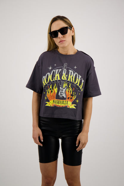 T SHIRT CROPPED NASHVILLE GRIS