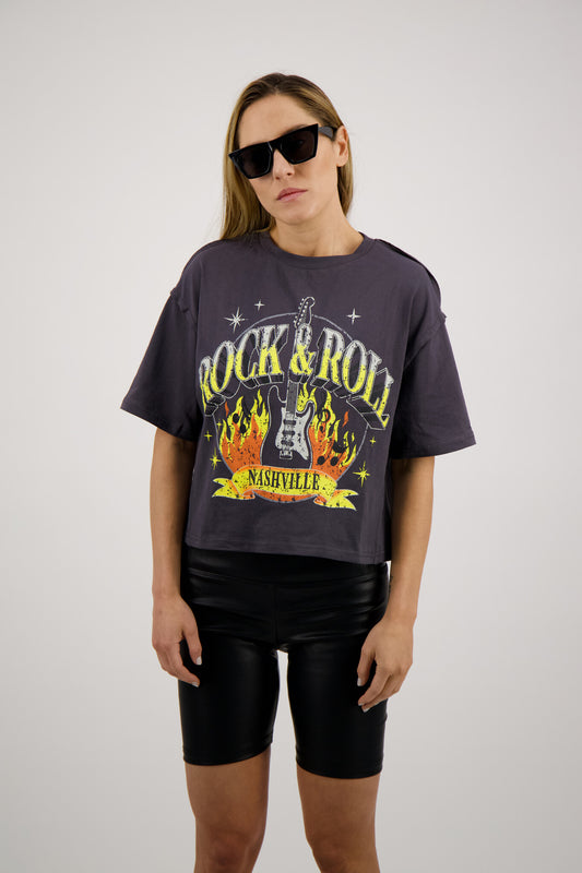 T SHIRT CROPPED NASHVILLE GRIS