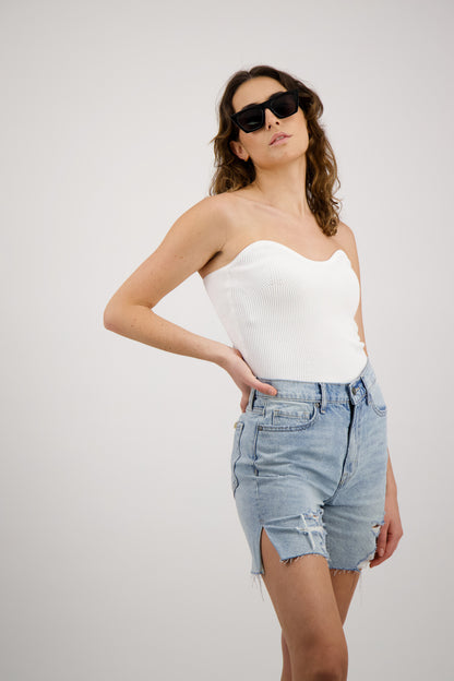 TOP STRAPLESS BLANCO