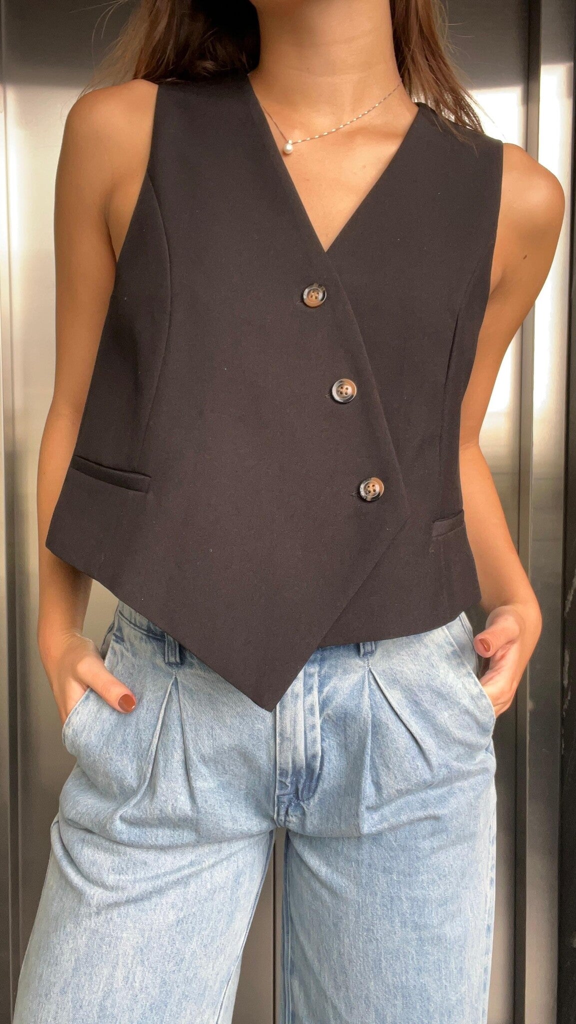 CHALECO CRUZADO NEGRO