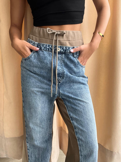 OLIVE CONTRAST JEANS