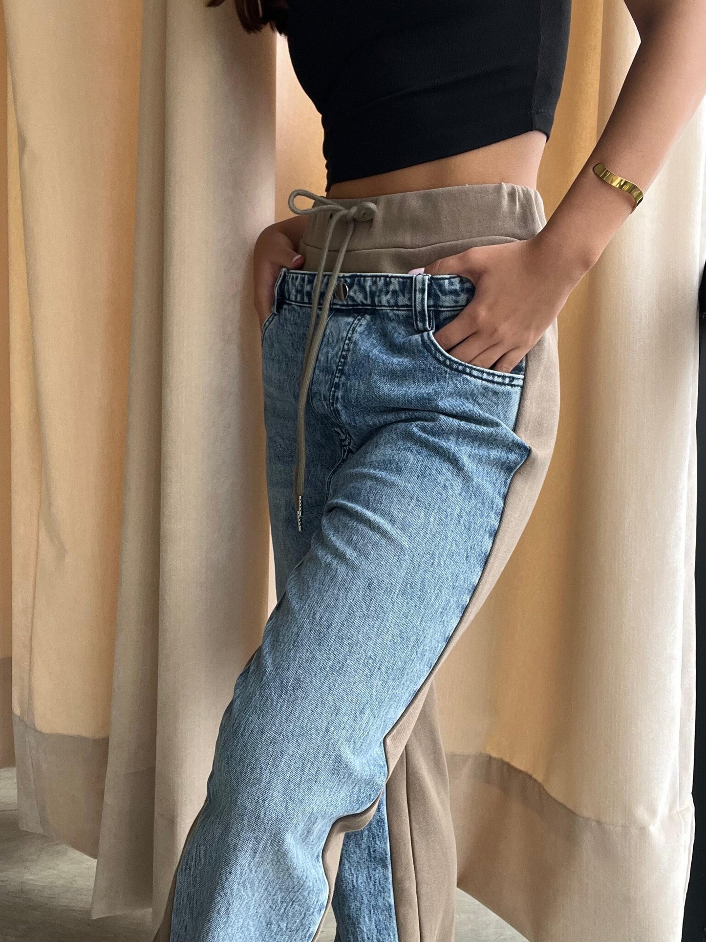 OLIVE CONTRAST JEANS